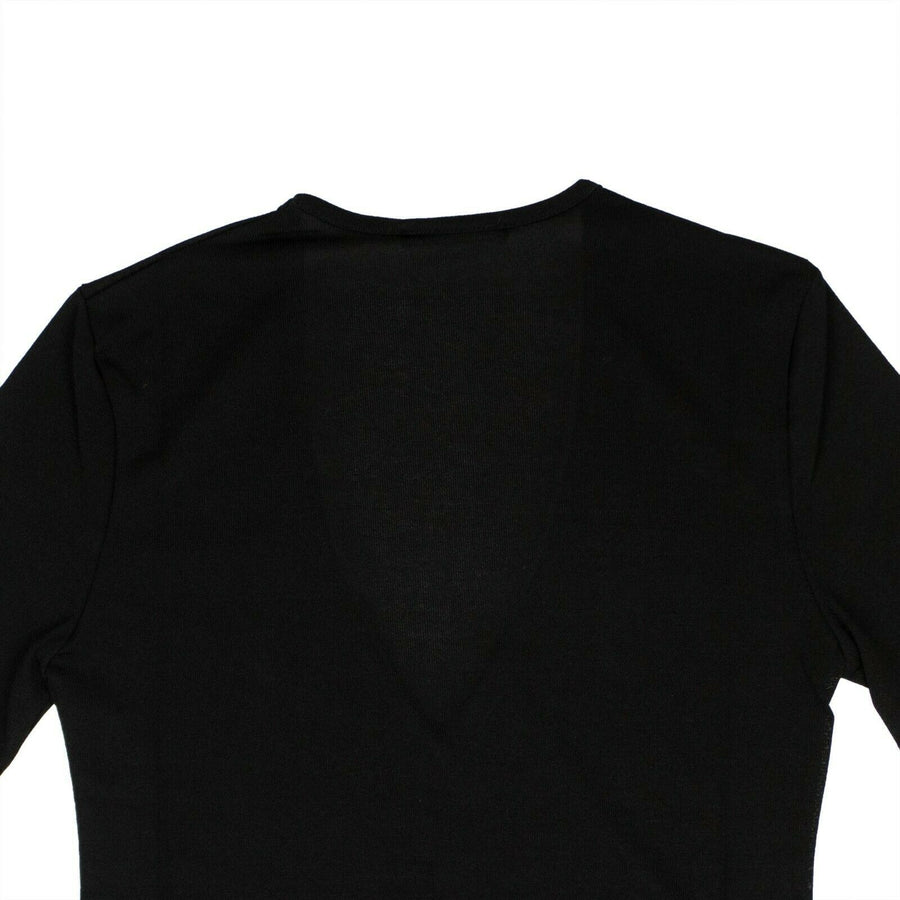Short Sleeve Deep V Neck Knit T-Shirt - Black
