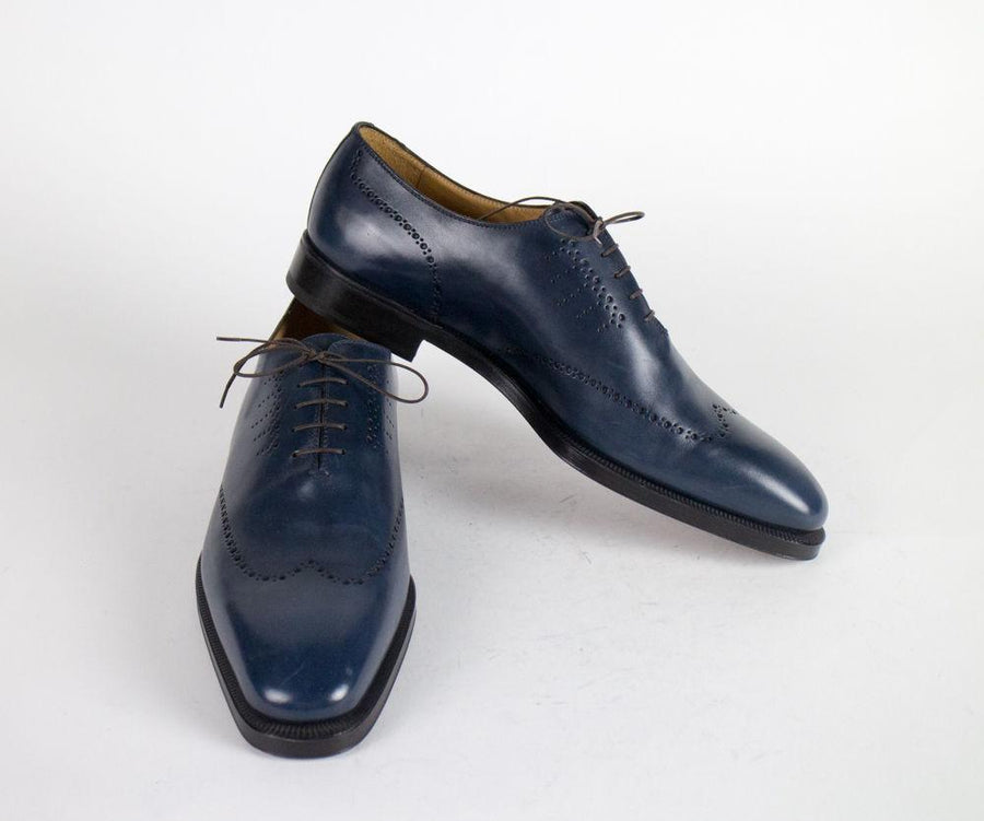 Leather Wingtip Oxfords - Blue