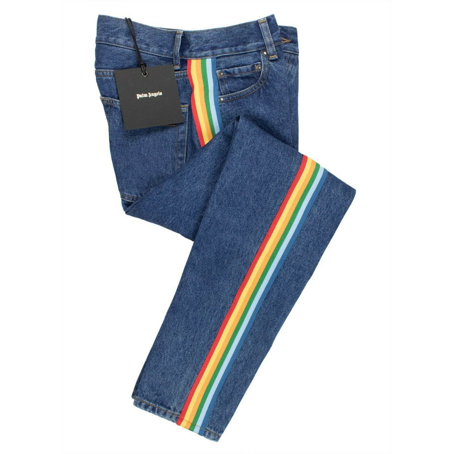 Denim Rainbow Stripe Medium Wash Jeans - Blue