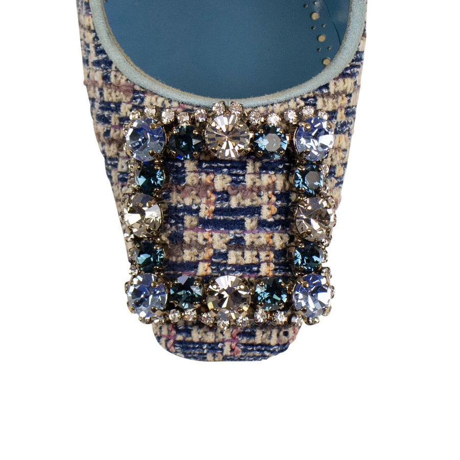 Vazza 105 Tweed Crystal Pumps - Blue