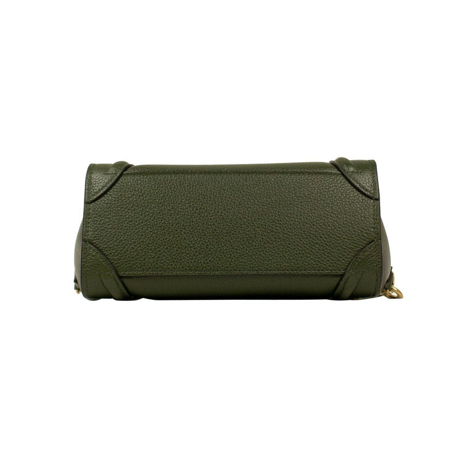 Drummed Calfskin Nano Luggage Cross Body Bag - Khaki