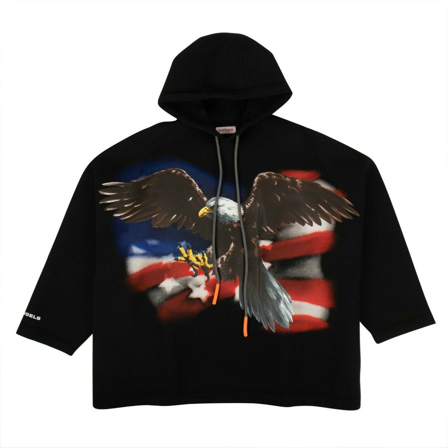 Eagle Print Hooded Over-Sized Sweatshirt - Black