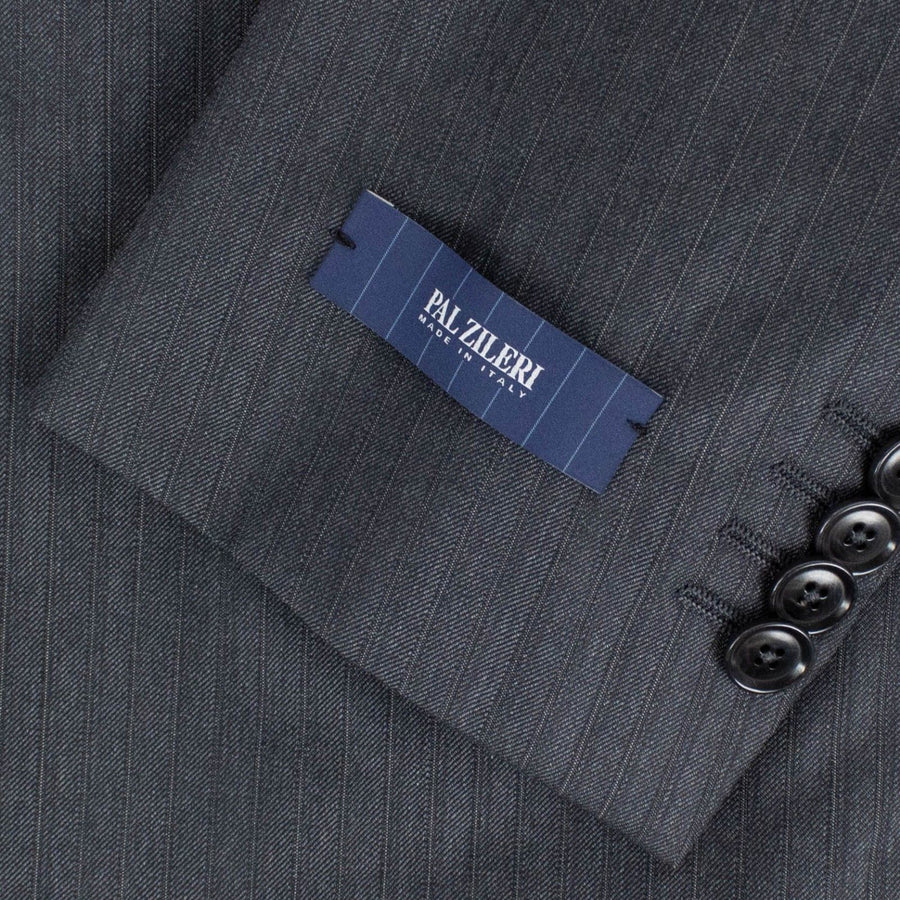 Drop 4 Striped Wool Two Button Suit - Gray