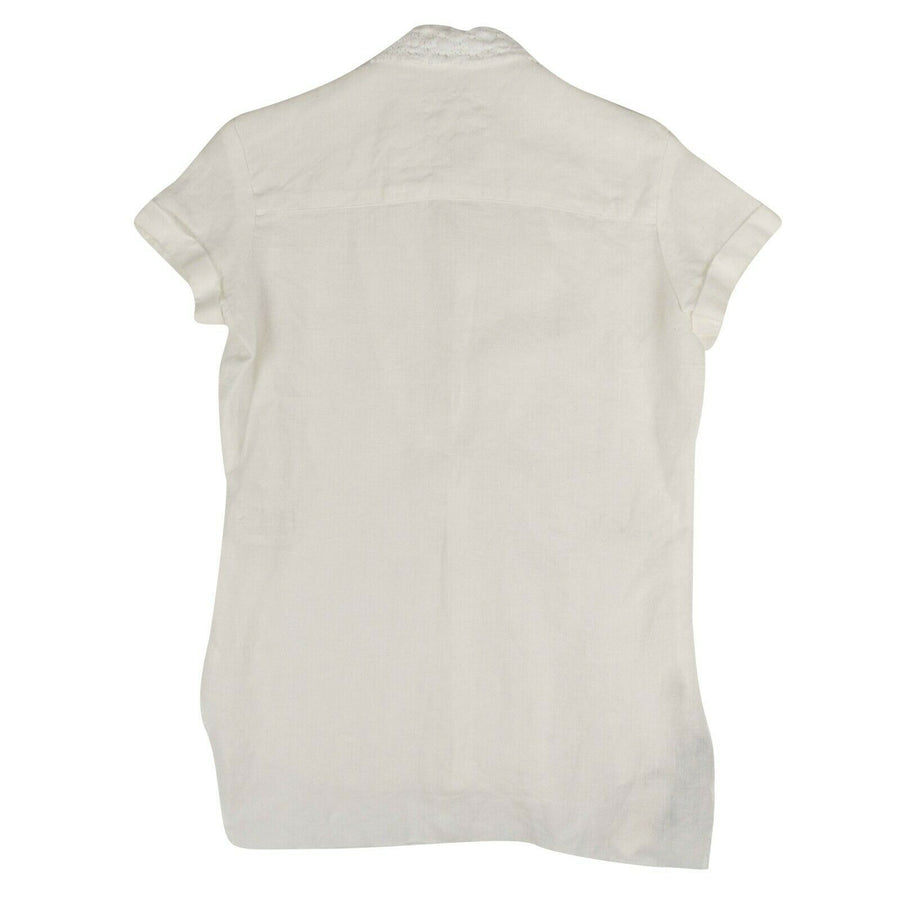 Linen Short Sleeve Tux Studio Shirt - White