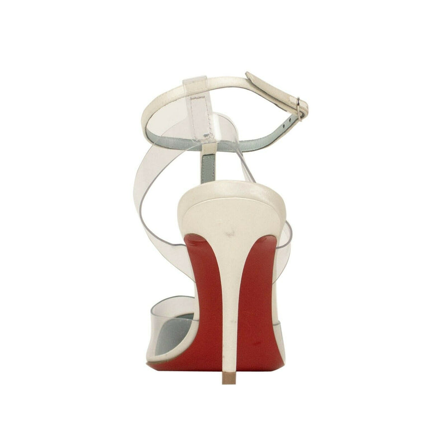 PVC & Satin Nosy Strass 85 Pumps - White