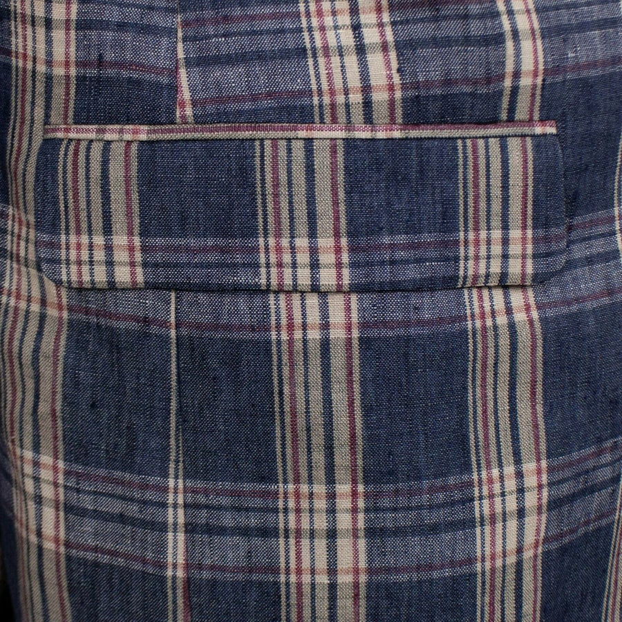 Drop 8 Plaid 3 Roll 2 Button Linen Sport Coat - Blue