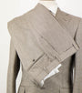 Houndstooth Wool 2 Button Suit - Brown