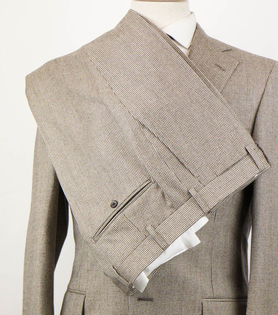 Houndstooth Wool 2 Button Suit - Brown