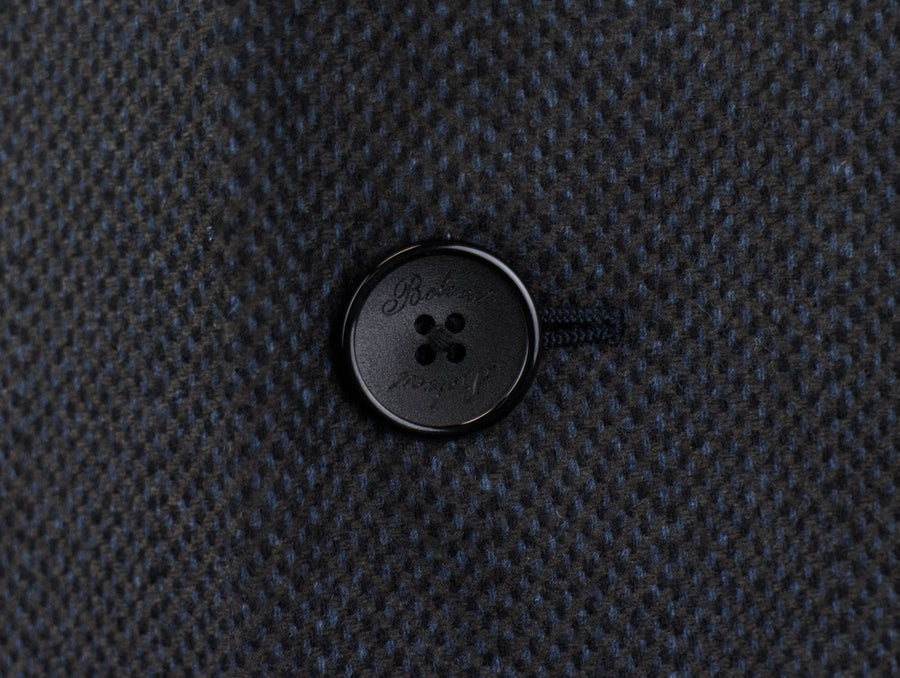 Gray Herringbone Wool Full Length Slim Fit Coat