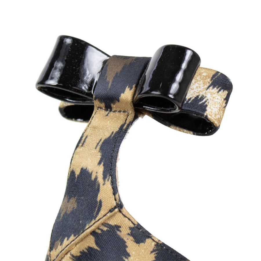 Leather Scalloped Bow Pumps - Leopard