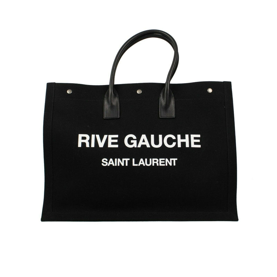 Rive Gauche Cotton Tote Handbag - Black