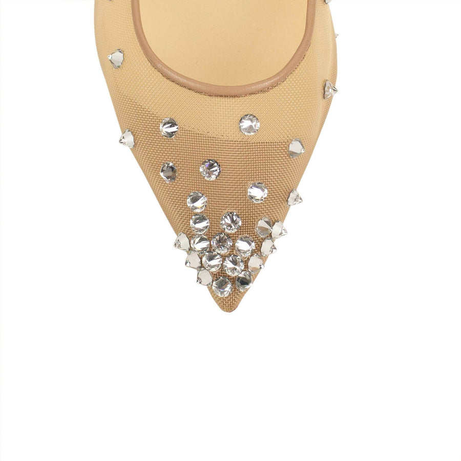 'Degra' Mesh Ballerina Flats - Beige