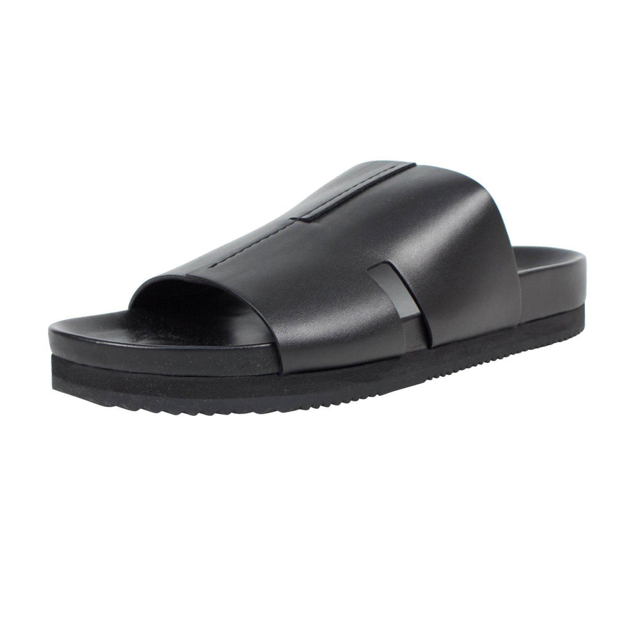 Leather Slide Sandals - Black