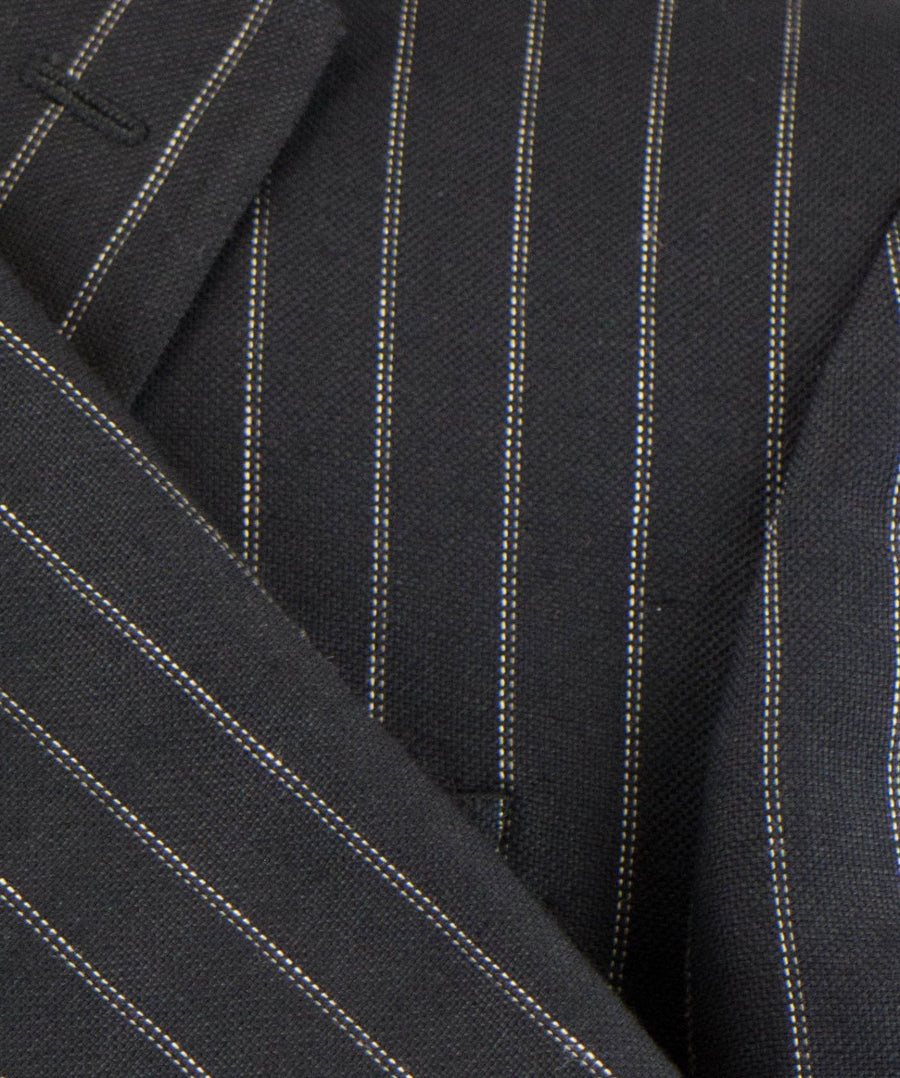 Striped Linen Blend 2 Button Sport Coat - Black