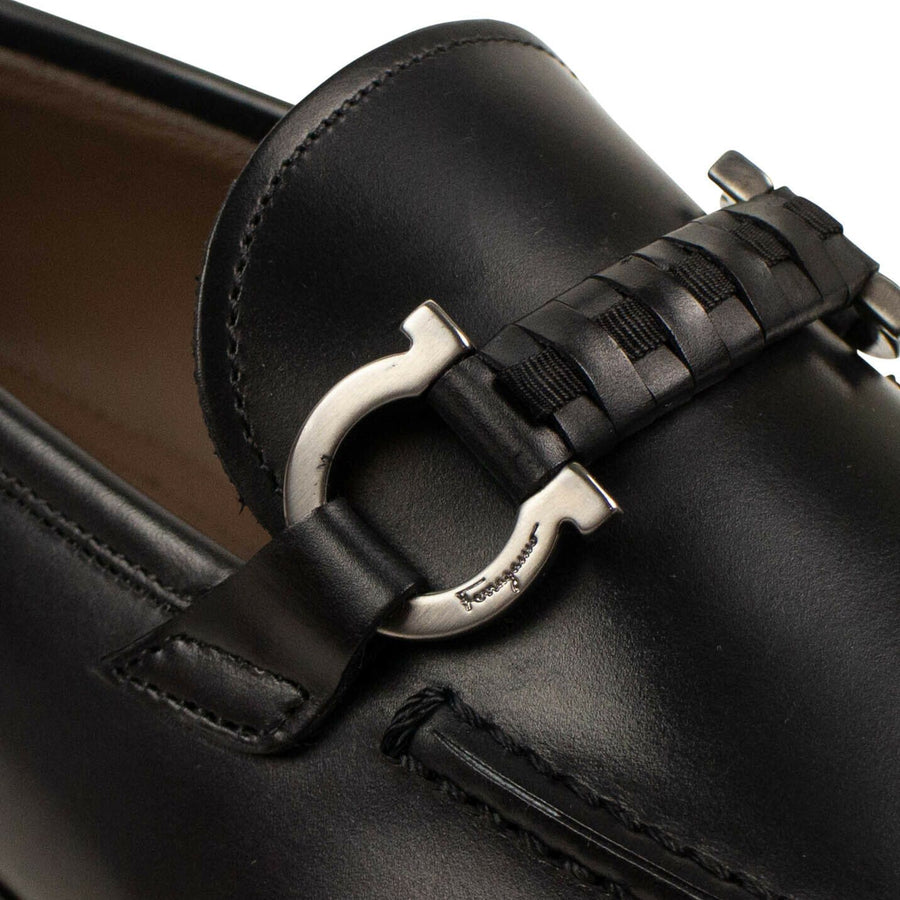 Leather 'Gancini' Loafer Dress - Black