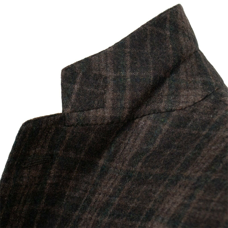 Drop 8 Plaid Wool Blend 3 Roll 2 Button Sport Coat - Brown