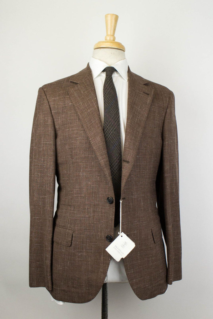 Wool Blend 3 Roll 2 Button Suit - Brown