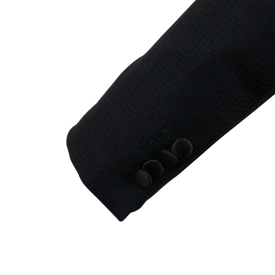 Small Check Wool Two Button Suit - Navy