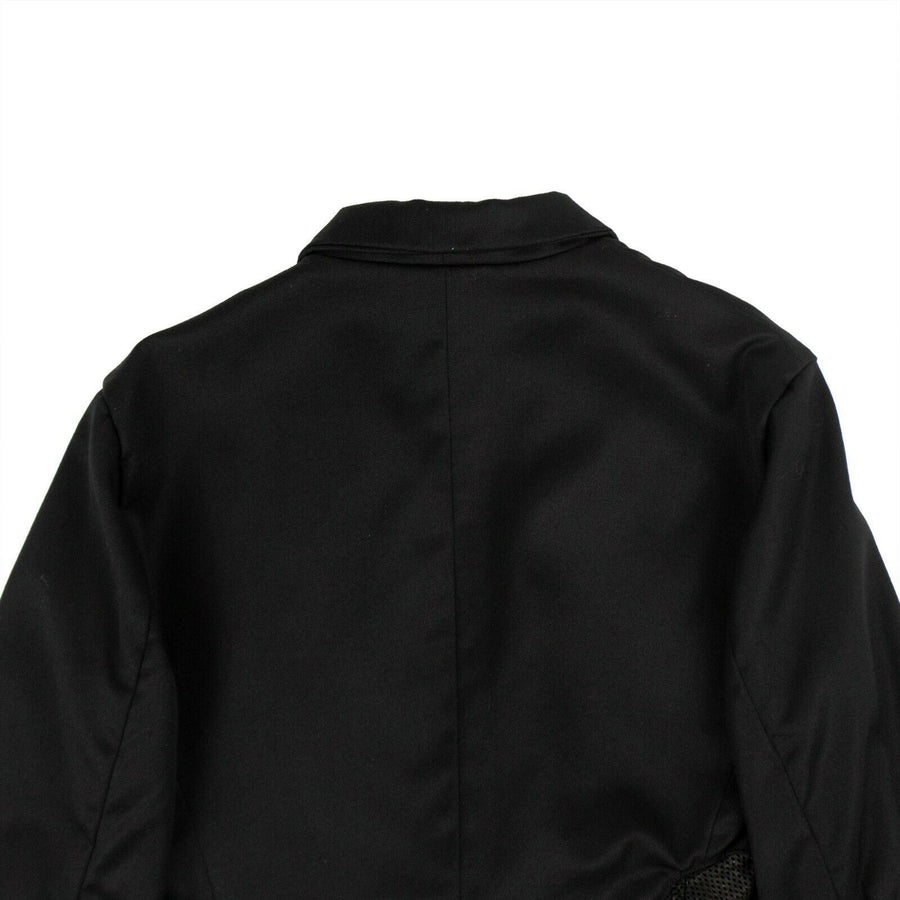 Gabardine And Leather Cropped Blazer - Black