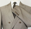 Herringbone Cotton Double Breasted Suit - Taupe Gray