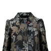 Floral And Owl Print Jacquard Coat - Gray