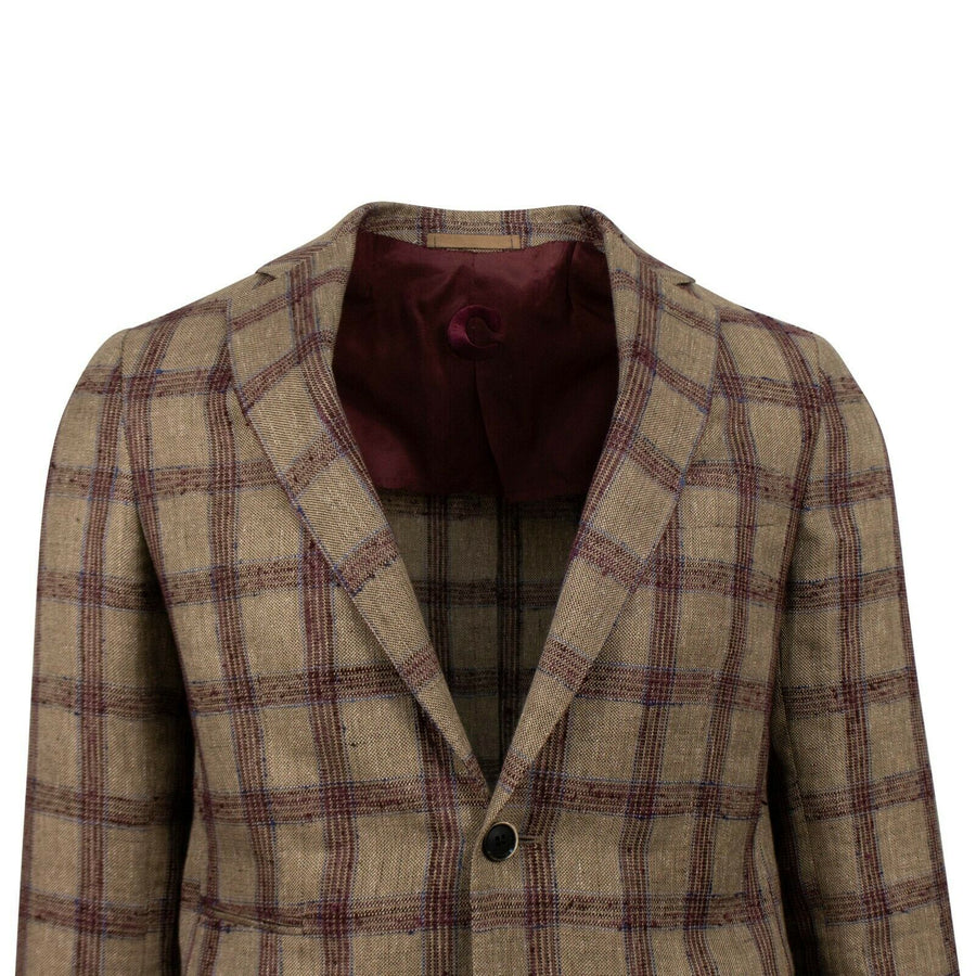 Drop 8 Plaid Silk Blend Two Button Sport Coat - Brown