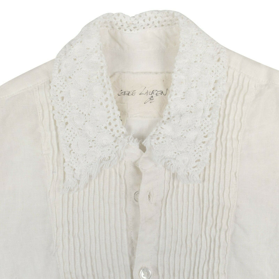 Linen Short Sleeve Tux Studio Shirt - White