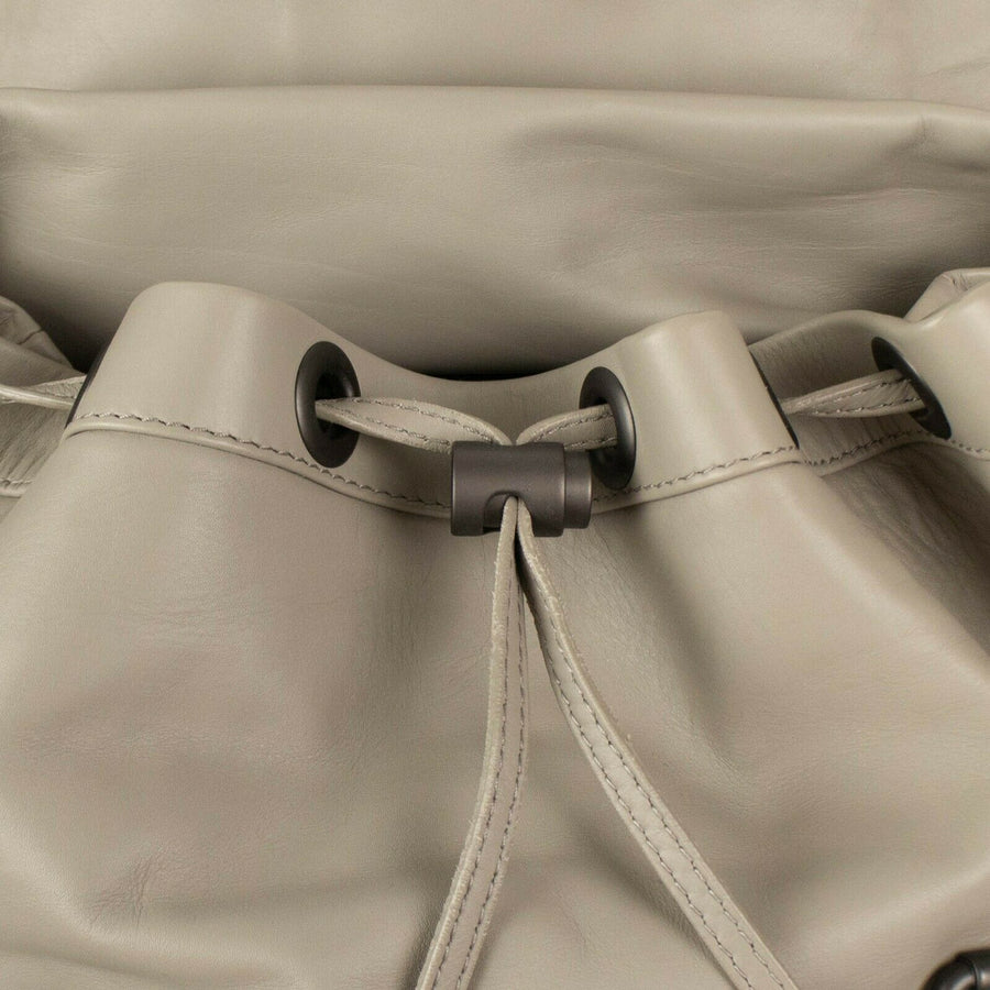 Leather 'Intrecciato' Backpack - Dark Cement