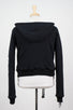 Cotton Blend Sherpa Lined Zip-Up Hooded Sweater - Black