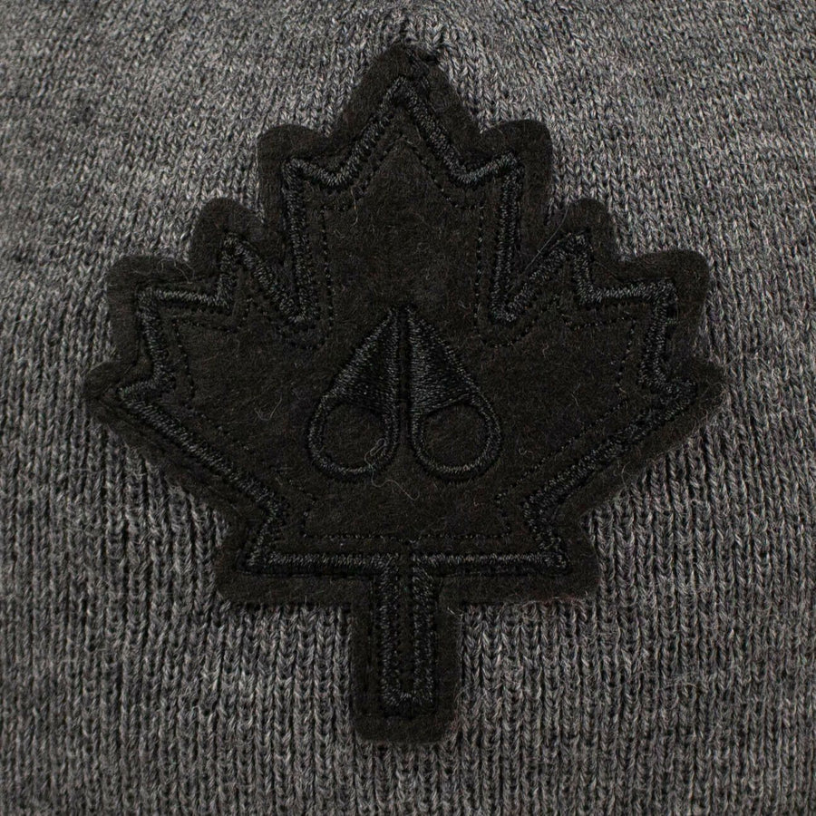 Kids Fur Pom Pom Maple-leaf Hat - Gray/ Teal