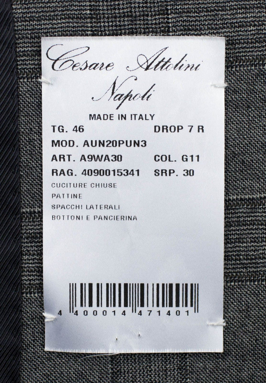 Drop 7 Plaid Wool 2 Button Suit - Light Gray