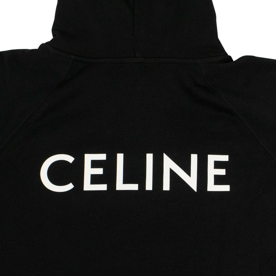 Cotton Celine Logo On Back Hoodie Sweatshirt - Black
