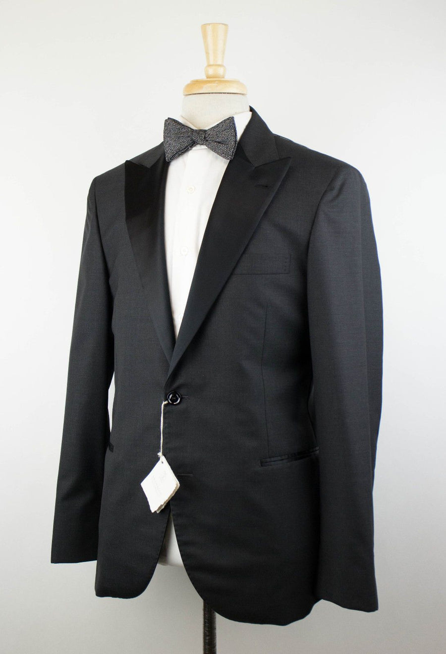 Wool Blend Satin Tuxedo Suit - Charcoal Gray