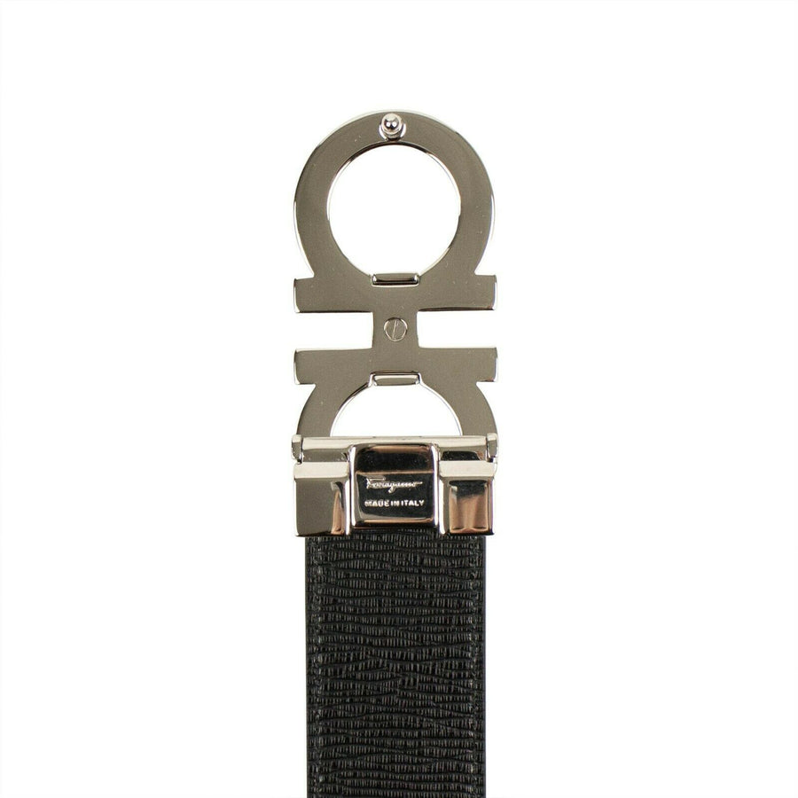 Reversible 'Gancini' Belt - Black/Blue