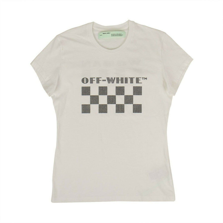 Cotton Checkerboard T-Shirt - White