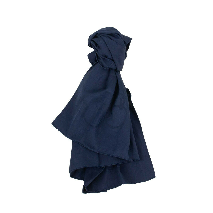 Silk Blend 'Creuse Balcon' 100 Shawl Scarf - Navy Blue