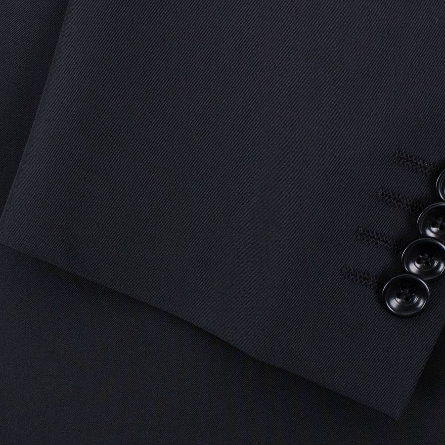 Polyester Solid Two Button Suit - Black