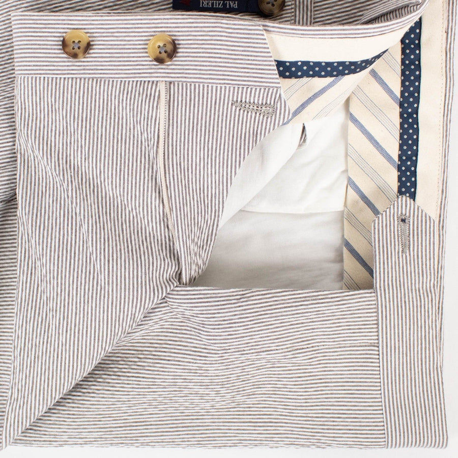 Gray Pinstripe Cotton Blend Dress Pants