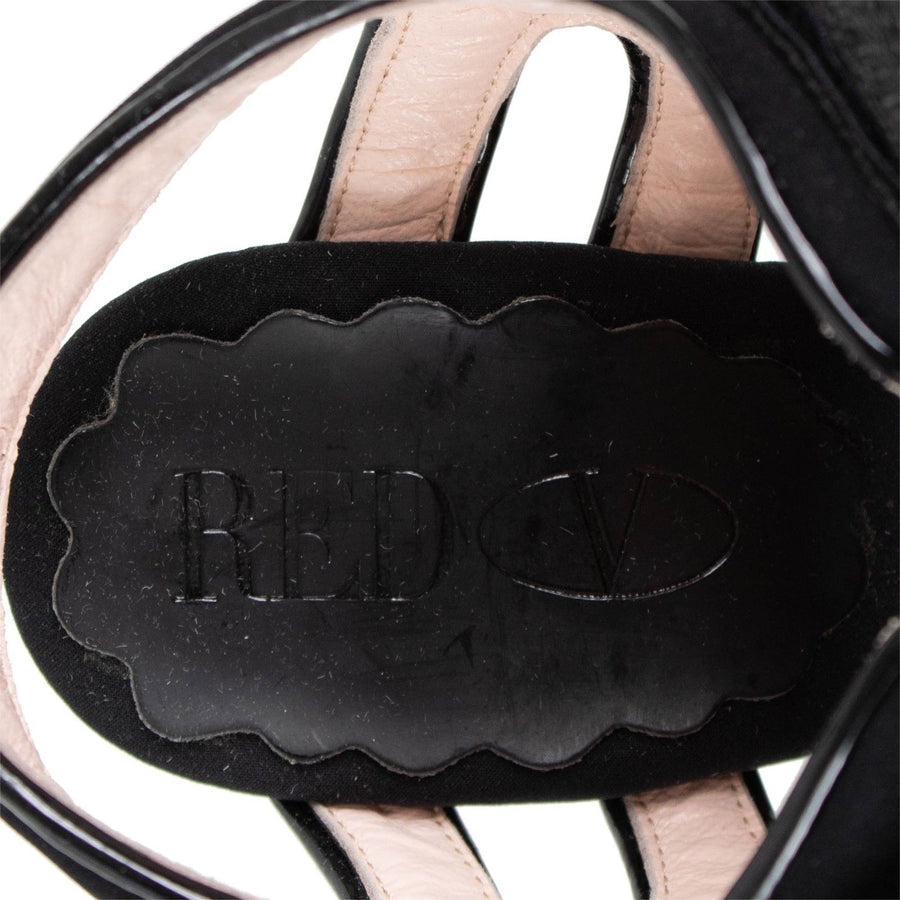 Suede Velcro Strap Sandal Pumps - Black