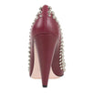 Leather Circle Studded Pumps - Red