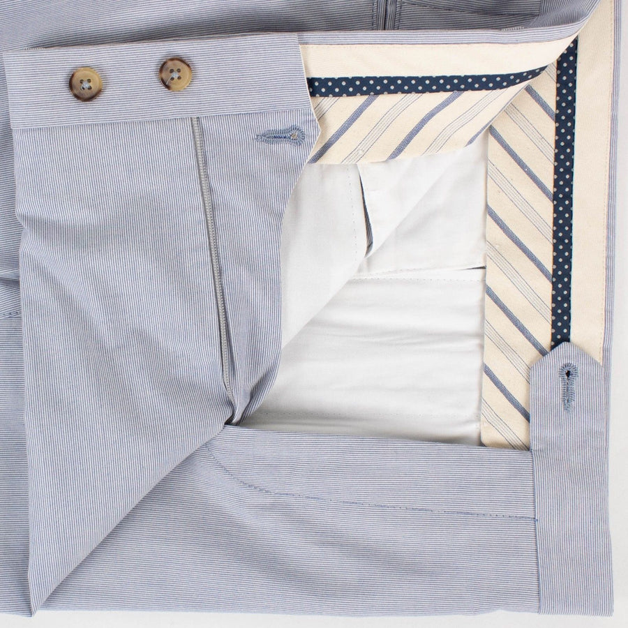 Blue Pinstripe Cotton Dress Pants