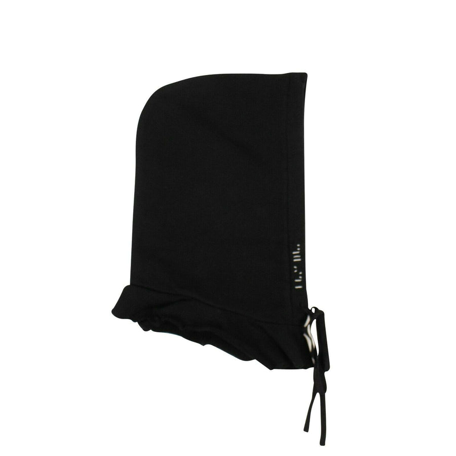 Cotton Drawstring Hoodie Hat - Black