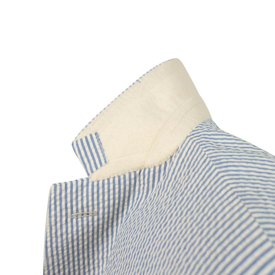 Drop 8 Striped Two Button Cotton Sport Coat - Light Blue