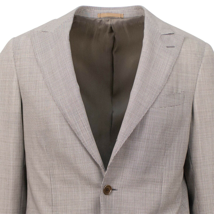 Drop 8 Houndstooth Wool 3 Roll 2 Button Slim Fit Suit - Brown