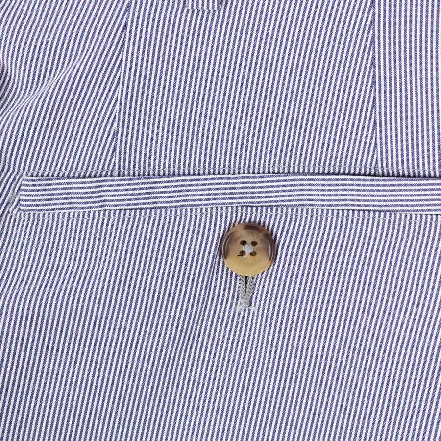Blue Pinstripe Cotton Blend Dress Pants
