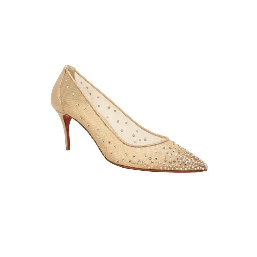 Follies Strass Mesh 70mm Pumps - Beige / Pale Gold