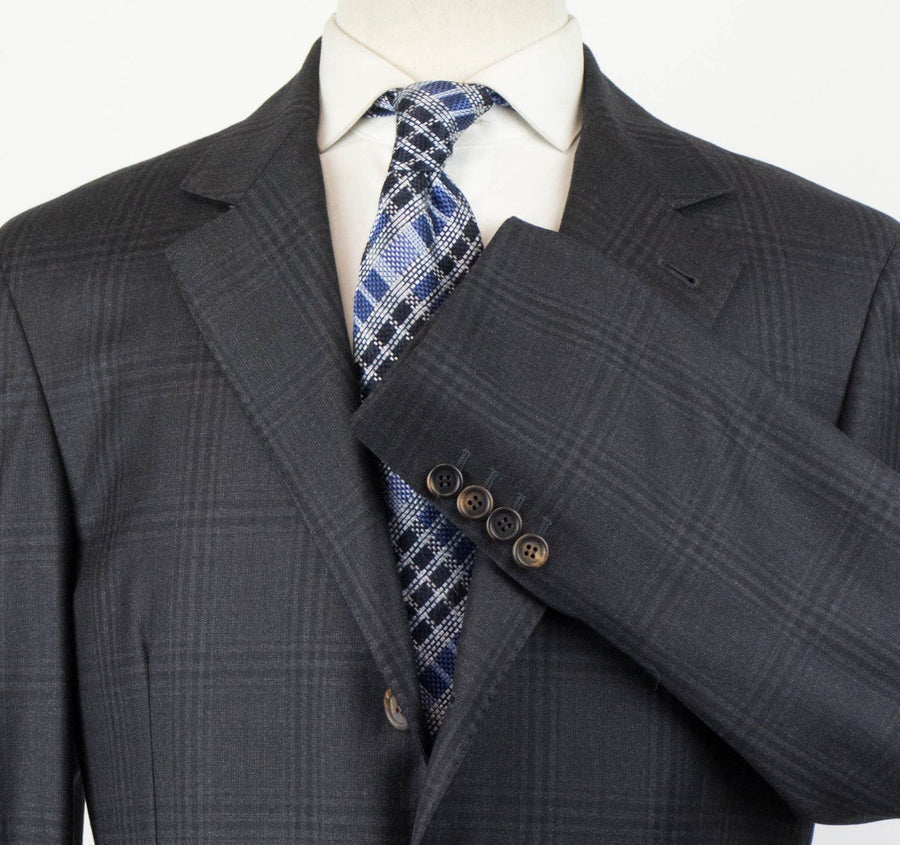 Plaid Wool 3/2 Button Sport Coat - Gray