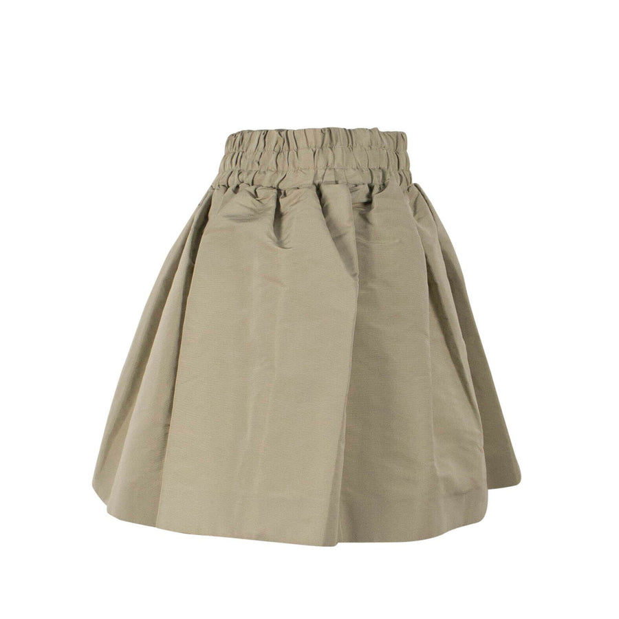 Gathered Elastic Waist Mini Skirt - Beige