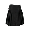 Satin Thick Pleated Flare Shorts - Black