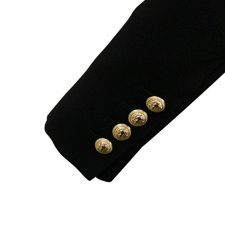 Viscose Blend Double-Breasted Blazer- Black